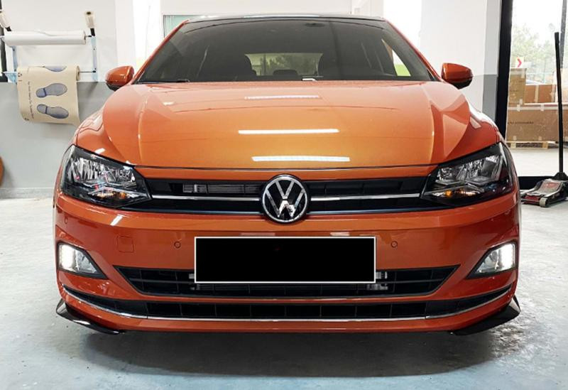 Купити Передня Lip накладка DPT V-2 (чорний глянець) для Volkswagen Polo 2017- рр