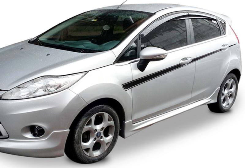 Купити Бокові пороги DPT V-2 (HB, чорний глянець) для Ford Fiesta 2008-2017 рр