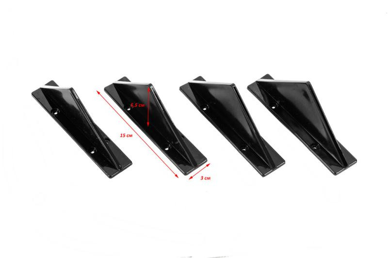 Купить Универсальный задний диффузор тип-F (4шт, черный глянец, ABS-пластик)