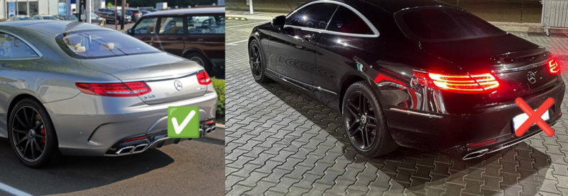 Купить Задний диффузор с насадками Silver (2018-2020, Дизайн S-COUPE63) для Mercedes S-class C217 Coupe