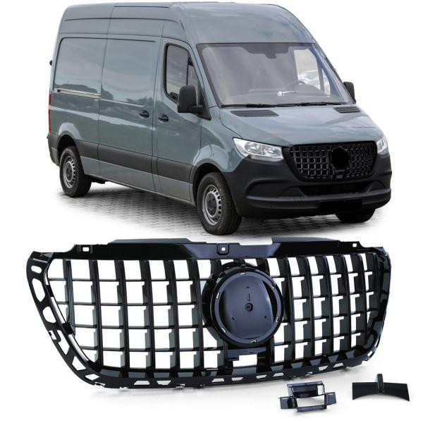 Купить Передняя решетка GT Panamericana Black Premium С рамкой для Mercedes Sprinter W907/W910 2018- гг