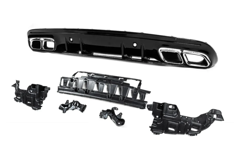 Купить Задний диффузор с насадками Silver (Дизайн С63 2018-2021) для Mercedes C-сlass W205