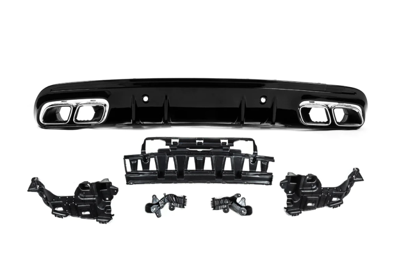 Купить Задний диффузор с насадками Silver (Дизайн С63 2018-2021) для Mercedes C-сlass W205