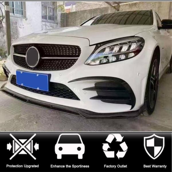 Купити Накладки на передній бампер (для SD AMG-Line 2015-2019, Карбон) для Mercedes C-сlass W205 рр