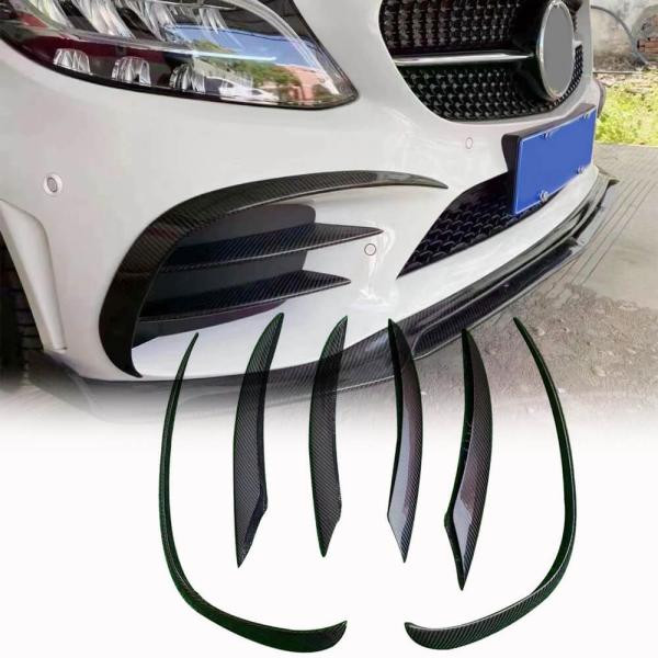 Купити Накладки на передній бампер (для SD AMG-Line 2015-2019, Карбон) для Mercedes C-сlass W205 рр