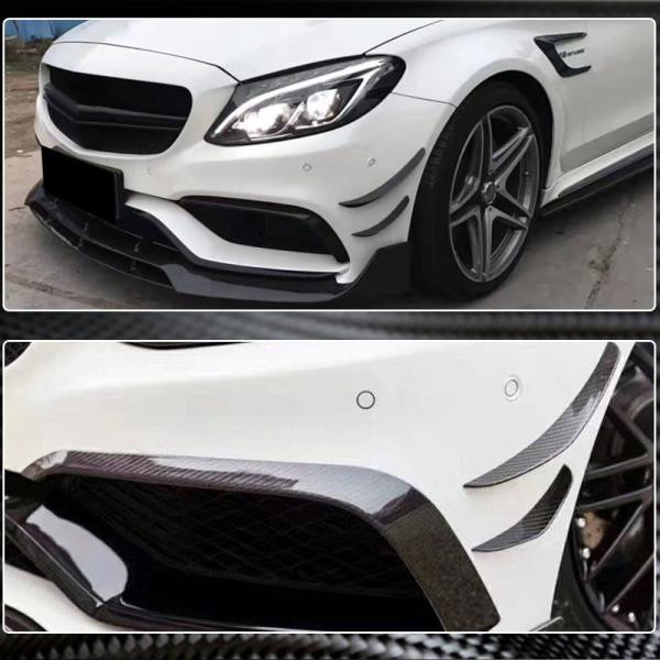 Купити Накладки на передній бампер (для C63 AMG 2015-2019, Карбон) для Mercedes C-сlass W205 рр