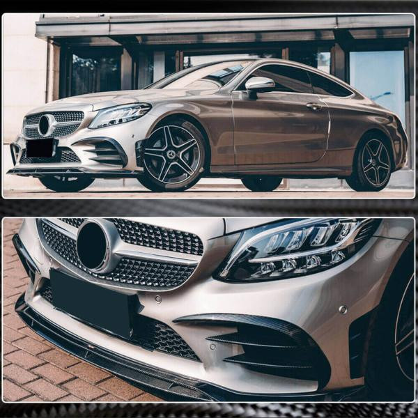 Купити Накладки на передній бампер V1 (для C43 AMG 2019-2021, Карбон) для Mercedes C-сlass W205 рр