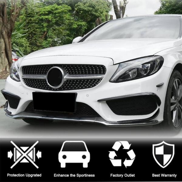 Купити Накладки на передній бампер (для C43 AMG 2015-2019, Карбон) для Mercedes C-сlass W205 рр
