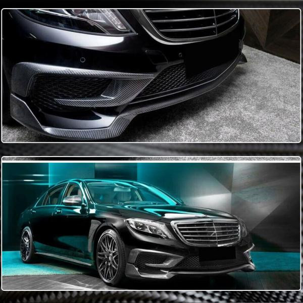 Купить Накладка на передний бампер Lip (для S63 AMG 2014-2017, Карбон) для Mercedes S-сlass W222