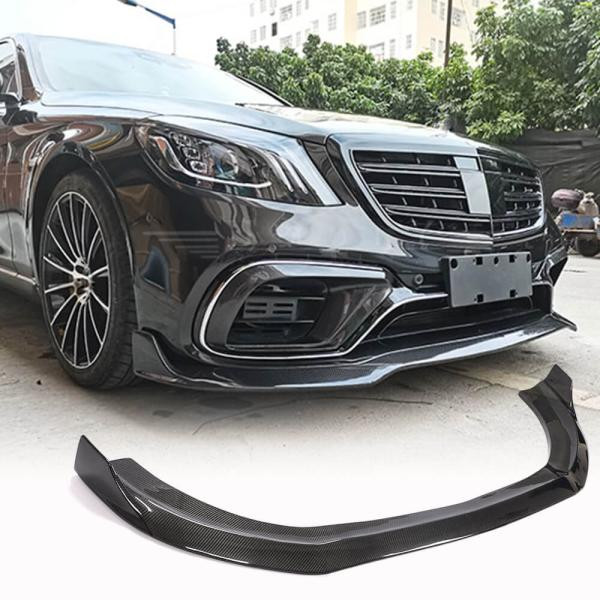 Купить Накладка на передний бампер Lip (для S63/S65 AMG 2018-2022, Карбон) для Mercedes S-сlass W222