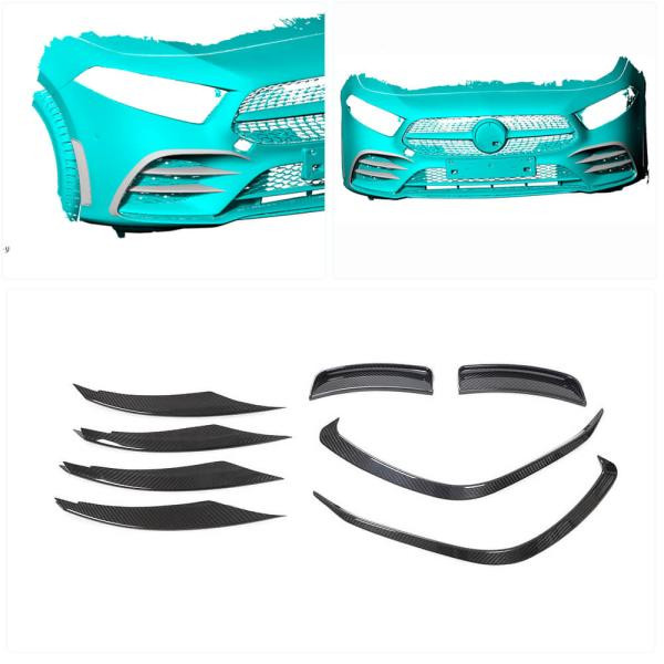 Купити Накладки на передній бампер (для AMG-Line SD 2018-2021, Карбон) для Mercedes A-сlass W177 2018- рр