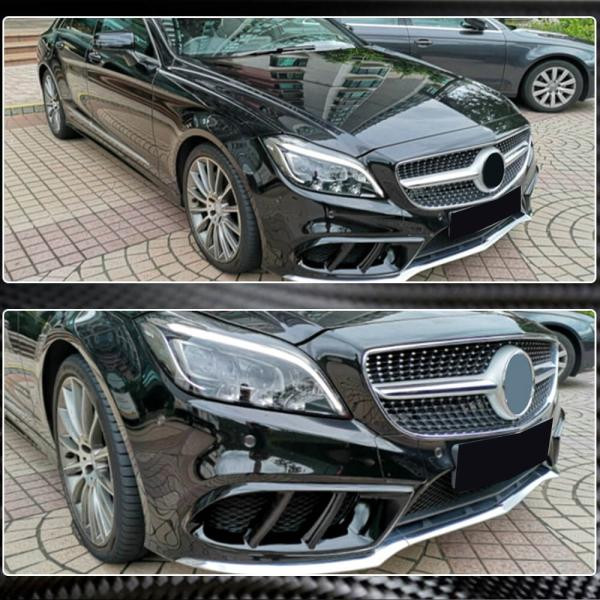Купить Накладки на передний бампер (для AMG-Line SD 2015-2018, Карбон) для Mercedes CLS C218