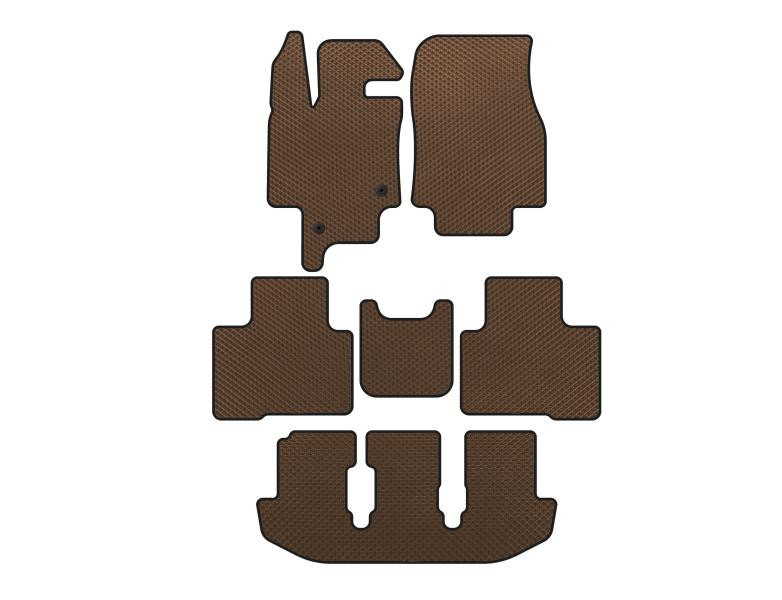 Купить Коврики EVA (3 ряда, 7-ми местный, Коричневый) для Toyota Highlander 2019- гг