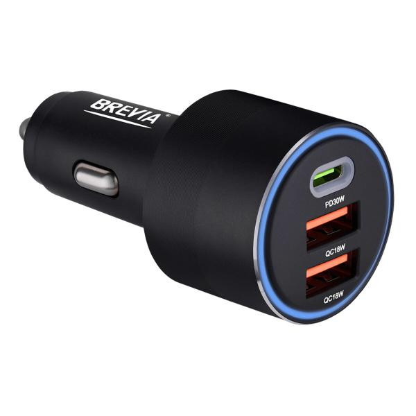 Купити Автомобільний зарядний пристрій Brevia ePower TriCharge 66W 1xUSB-C+2xUSB-A чорний