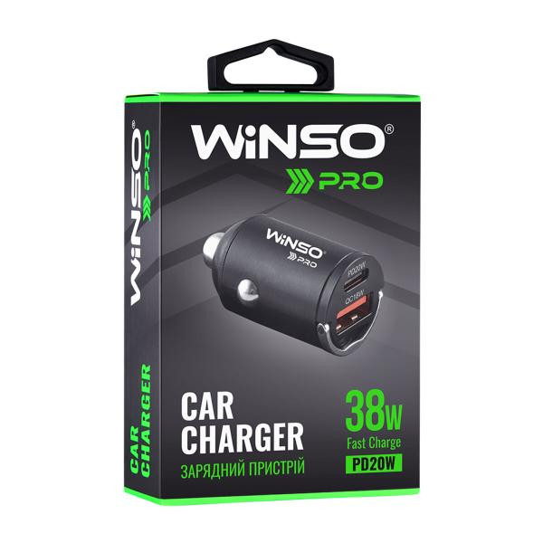 Купить Автомобильное зарядное устройство Winso PRO 38W USB-C+USB-A mini Metal