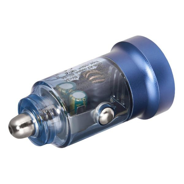 Купить Автомобильное зарядное устройство Brevia ePower DualDrive 15W 2xUSB-A, прозрачный синий