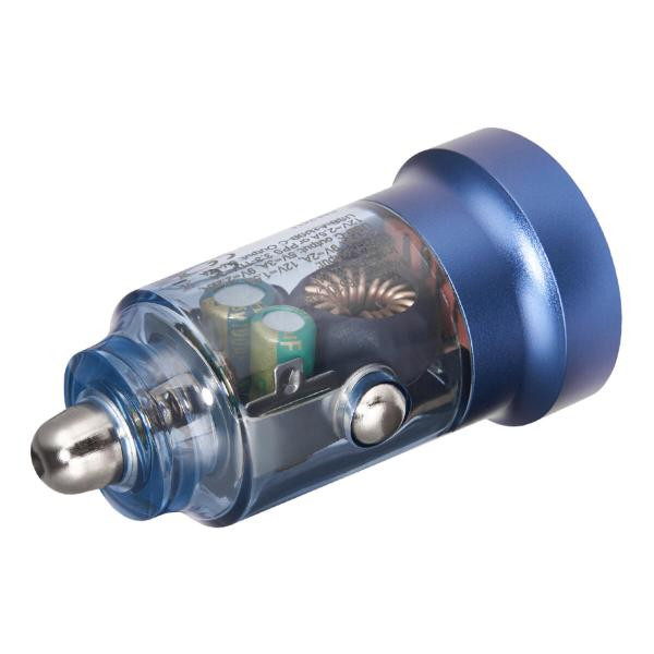 Купити Автомобільний зарядний пристрій Brevia ePower DualCharge 30W 1xUSB-C+1xUSB-A, прозорий синій