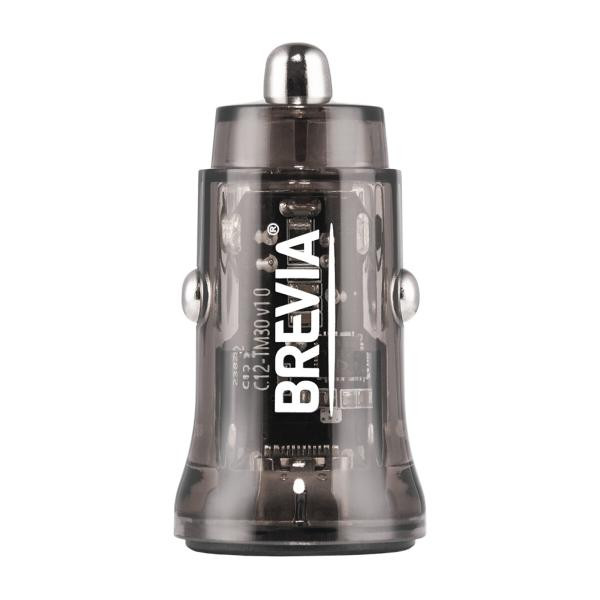 Купить Автомобильное зарядное устройство Brevia ePower DualCharge 30W 1xUSB-C+1xUSB-A, прозрачный черный