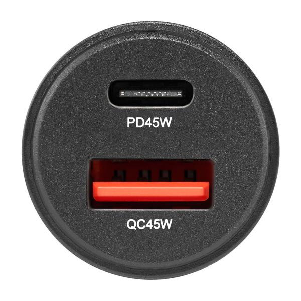 Купить Автомобильное зарядное устройство Brevia ePower DualCharge 45W 1xUSB-C+1xUSB-A, прозрачный черный