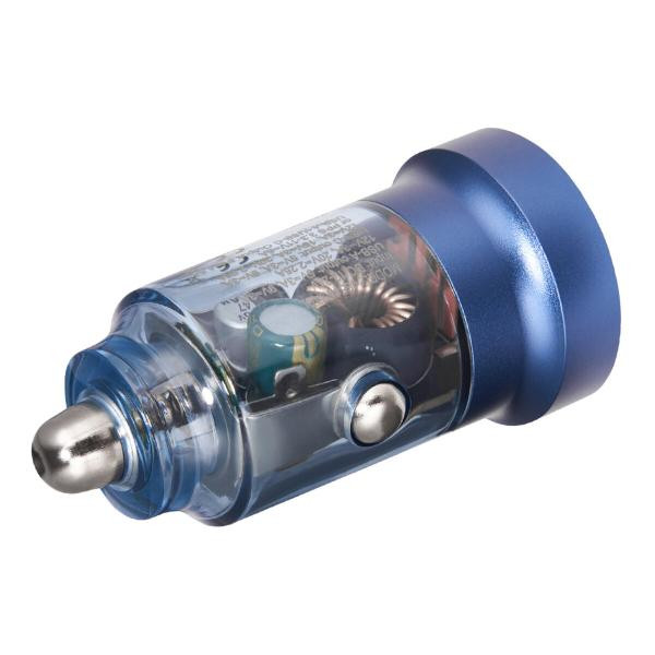 Купить Автомобильное зарядное устройство Brevia ePower DualCharge 45W 1xUSB-C+1xUSB-A, прозрачный синий