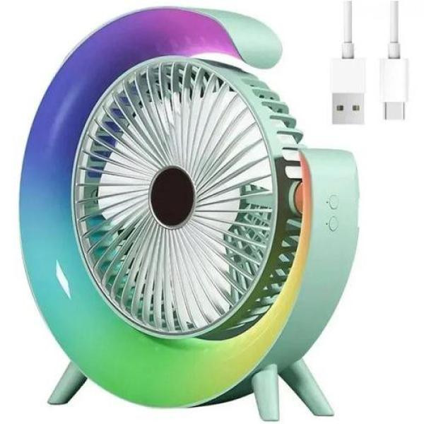 Купить Вентилятор настільний акумуляторний з RGB підсвічуванням USB