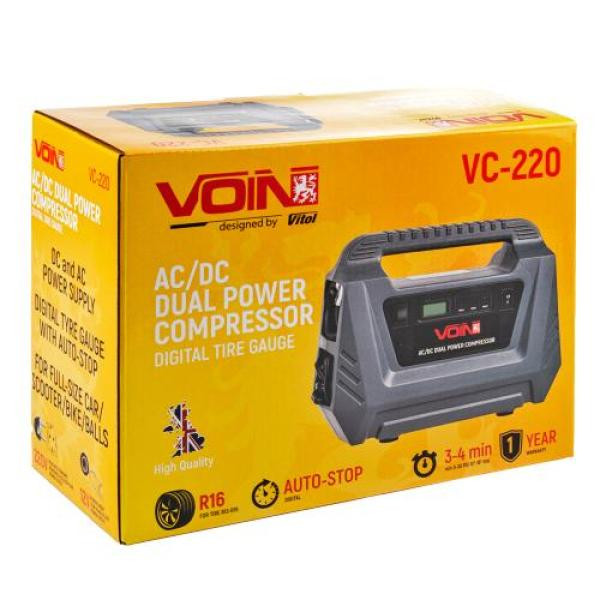 Купити Компресор автомобільний "VOIN" VC-220 116psi/10А/25л/AC /DC/Автостоп