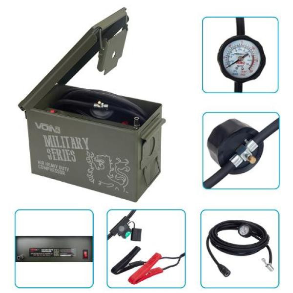 Купити Компресор автомобільний "VOIN" VM-070 "MILITARY SERIES" 150psi/25A/90л/клемми