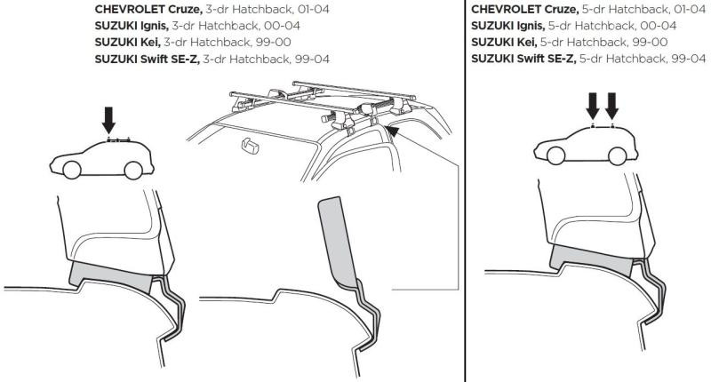Купить Монтажный комплект Thule 1166 для Suzuki Swift (mkI) 1999-2004 / Kei (mkI) 1998-2000 / Ignis (mkI) 2000-2004; Chevrolet Cruze (mkI) 2000-2004 (TH 141166)
