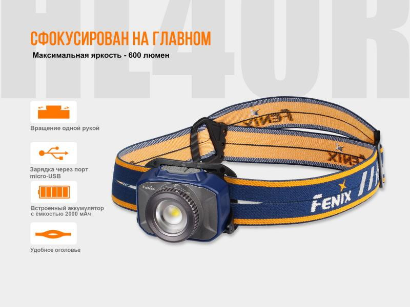 Купити Ліхтар налобний Fenix HL40R Cree XP-LHIV2 LED синій