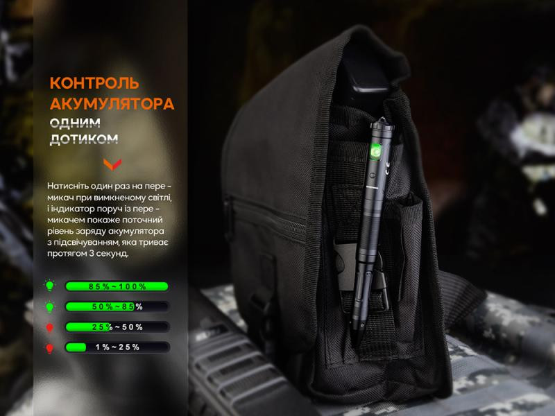 Купить Fenix T6 тактична ручка з ліхтариком чорна