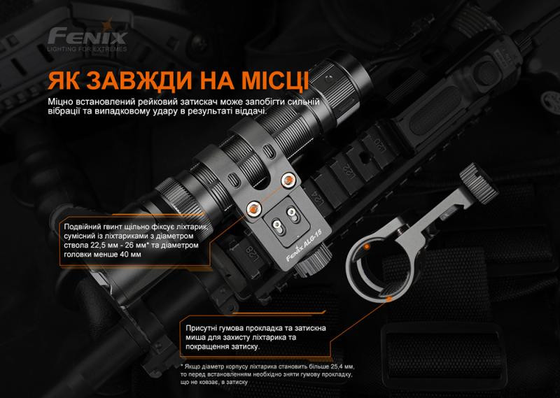 Купить Кріплення на зброю для тактичних ліхтарів Fenix ALG-15