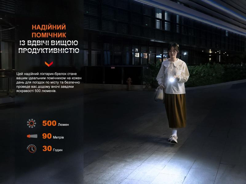 Купить Ліхтар наключний Fenix E03R V2.0, сірий