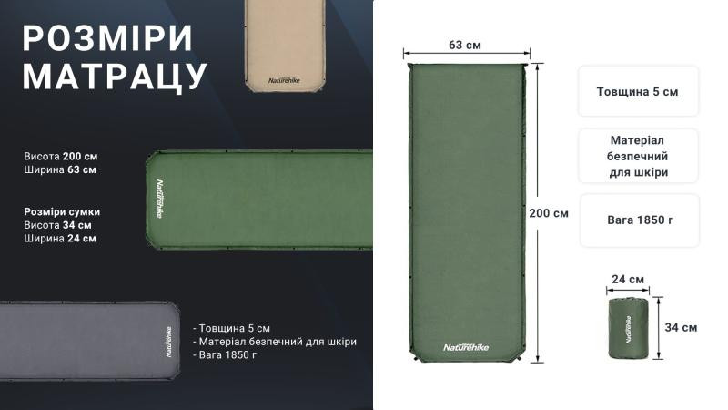Buy Samonadvyna mattress 5 cm Naturehike NH20dz003, dark green