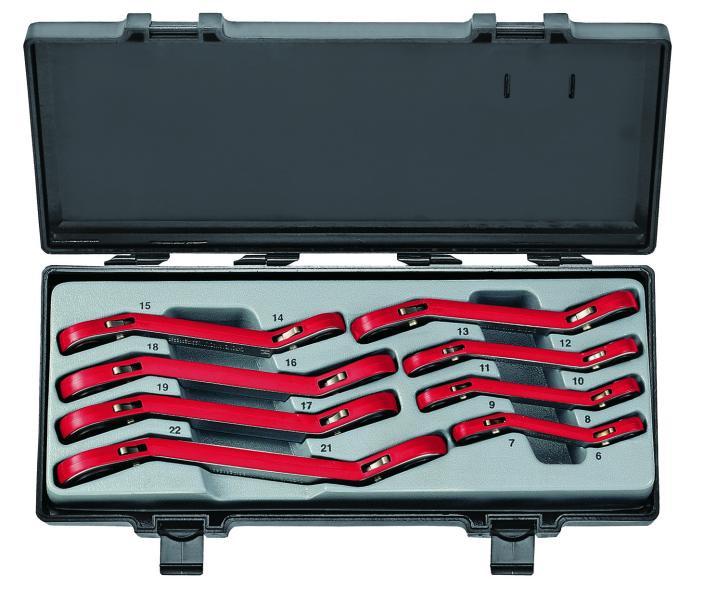Купить Набор ключей трещоточных накидных, отогнутых на 15° 8 пр. (6-22 мм) (FORCE 50811)
