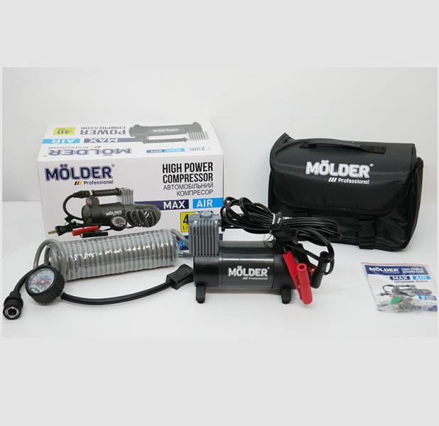 Купити Компресор автомобільний Molder 12В, 170Вт, 10 Атм, 40 л/хв із зажимами АКБ MA25130