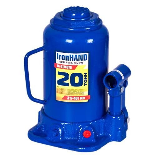 Купити Домкрат пляшковий гідравлічний Iron Hand 20 т 317- 407 мм IH-317407D