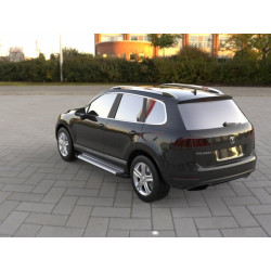 Купить Боковые пороги Allmond Grey (2 шт, алюм) для Volkswagen Touareg 2010-2018 гг