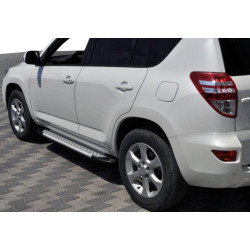 Купить Боковые пороги Allmond Grey (2 шт, алюм) для Toyota Rav 4 2006-2013 гг