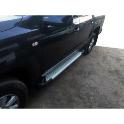 Купить Боковые пороги Allmond Grey (2 шт, алюм) для Volkswagen Amarok 2010-2022 гг