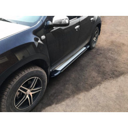 Купить Боковые пороги Rainbow (2 шт., алюминий) для Renault Duster 2008-2017 гг