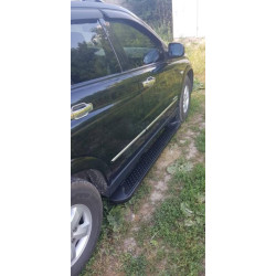 Купить Боковые пороги Allmond Black (2 шт., алюминий) для SsangYong Kyron 2005-2014 гг