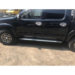 Купить Боковые пороги Allmond Grey (2 шт., алюминий) для Toyota Hilux 2006-2015 гг