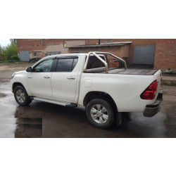 Купить Боковые пороги Allmond Grey (2 шт., алюминий) для Toyota Hilux 2015- гг