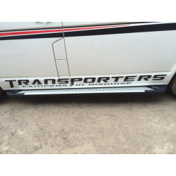 Купить Боковые пороги Allmond Grey (2 шт., алюминий) Длинная база для Volkswagen T6