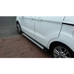 Купити Бокові пороги DOT-Line (2 шт., Алюм.) Максі база для Ford Connect 2014-2021 рр