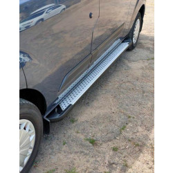 Купити Бокові пороги Allmond Grey (2 шт., алюм.) Коротка база для Ford Custom 2013-2022 рр