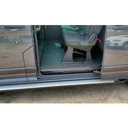 Купити Бокові пороги Allmond Grey (2 шт., алюм.) Довга база для Ford Custom 2013-2022 рр