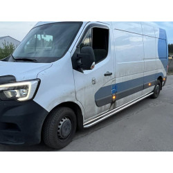 Купить Боковые пороги Premium (2 шт., нерж.) 60 мм, средняя база для Renault Master 2011-2023 гг