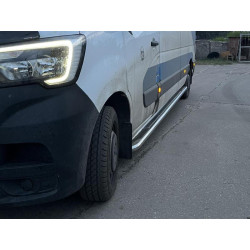 Купить Боковые пороги Premium (2 шт., нерж.) 60 мм, короткая база для Renault Master 2011-2023 гг