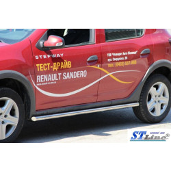 Купить Боковые трубы BB001 (2 шт, нерж) 60 мм для Renault Sandero 2013-2022 гг